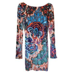 Milana Bartolotta Multicolor Floral Long Sleeve Mini Dress Size Small NWT